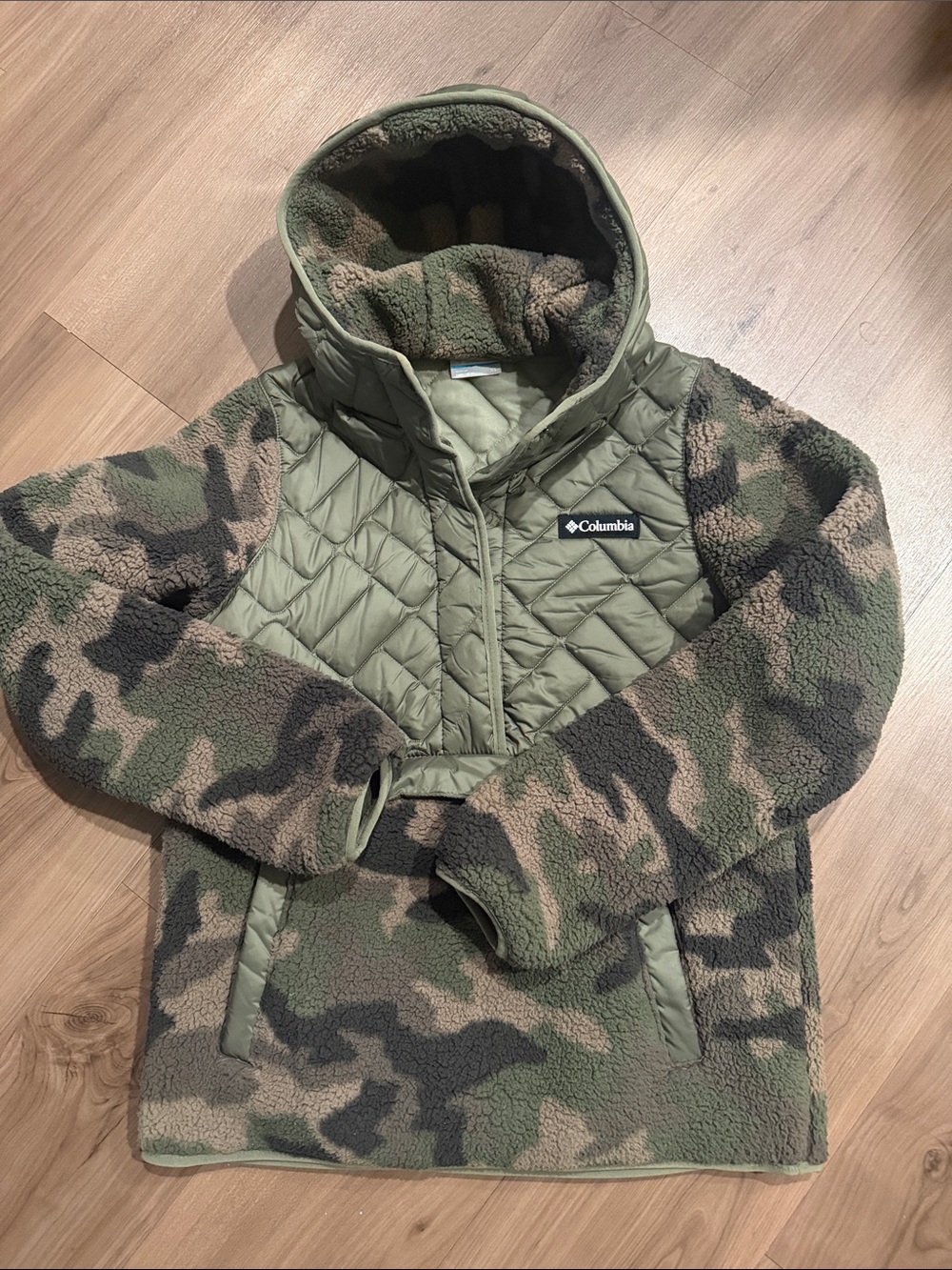 Columbia Kids' Green Olive Camo Sherpa Hoodie